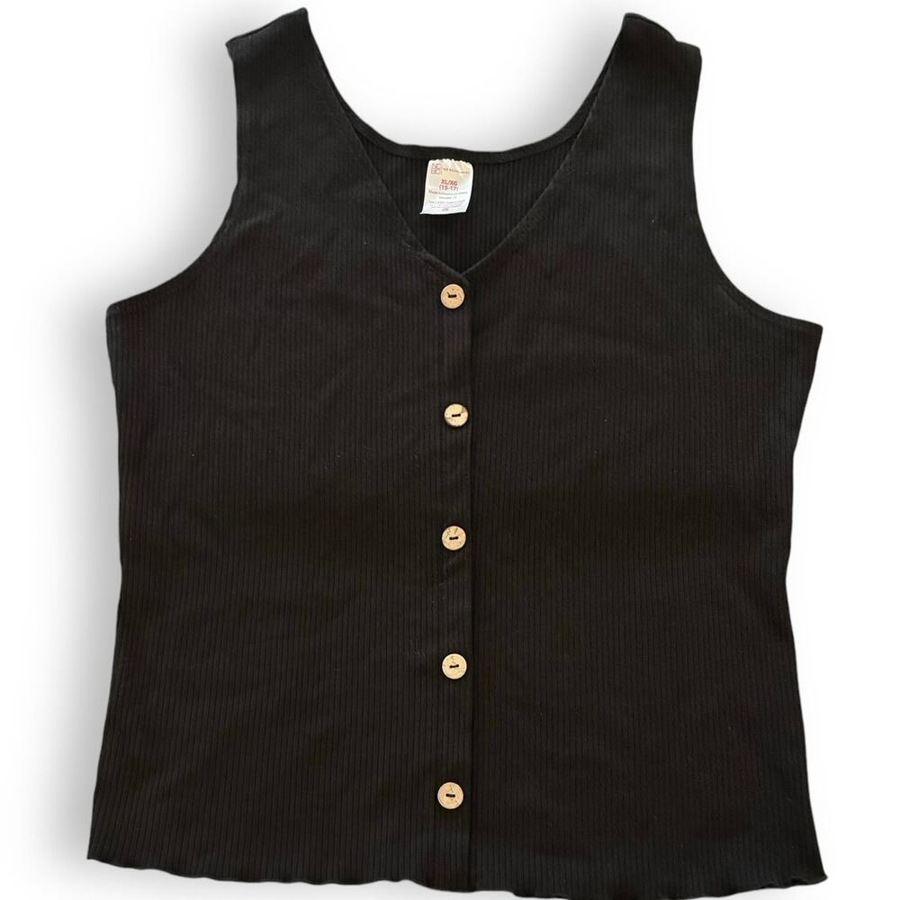 No Boundaries Black Button-Up Tank Top